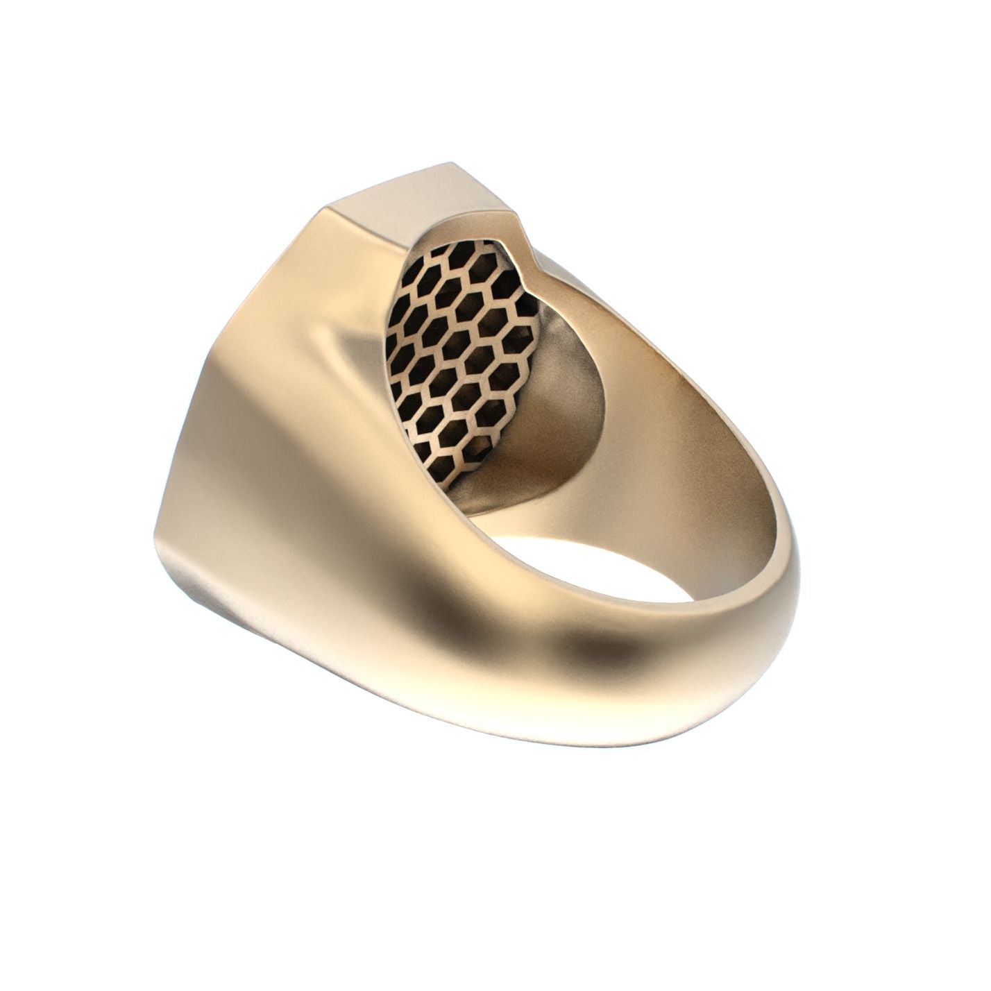 Honeycomb Bee Signet Ring - 9ct Gold - BeckonJewel