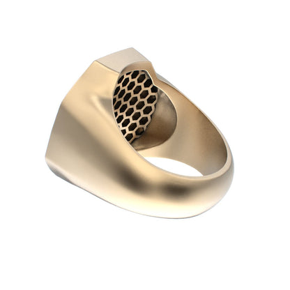 Honeycomb Bee Signet Ring - 9ct Gold - BeckonJewel