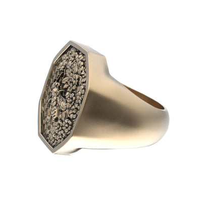 Honeycomb Bee Signet Ring - 9ct Gold - BeckonJewel