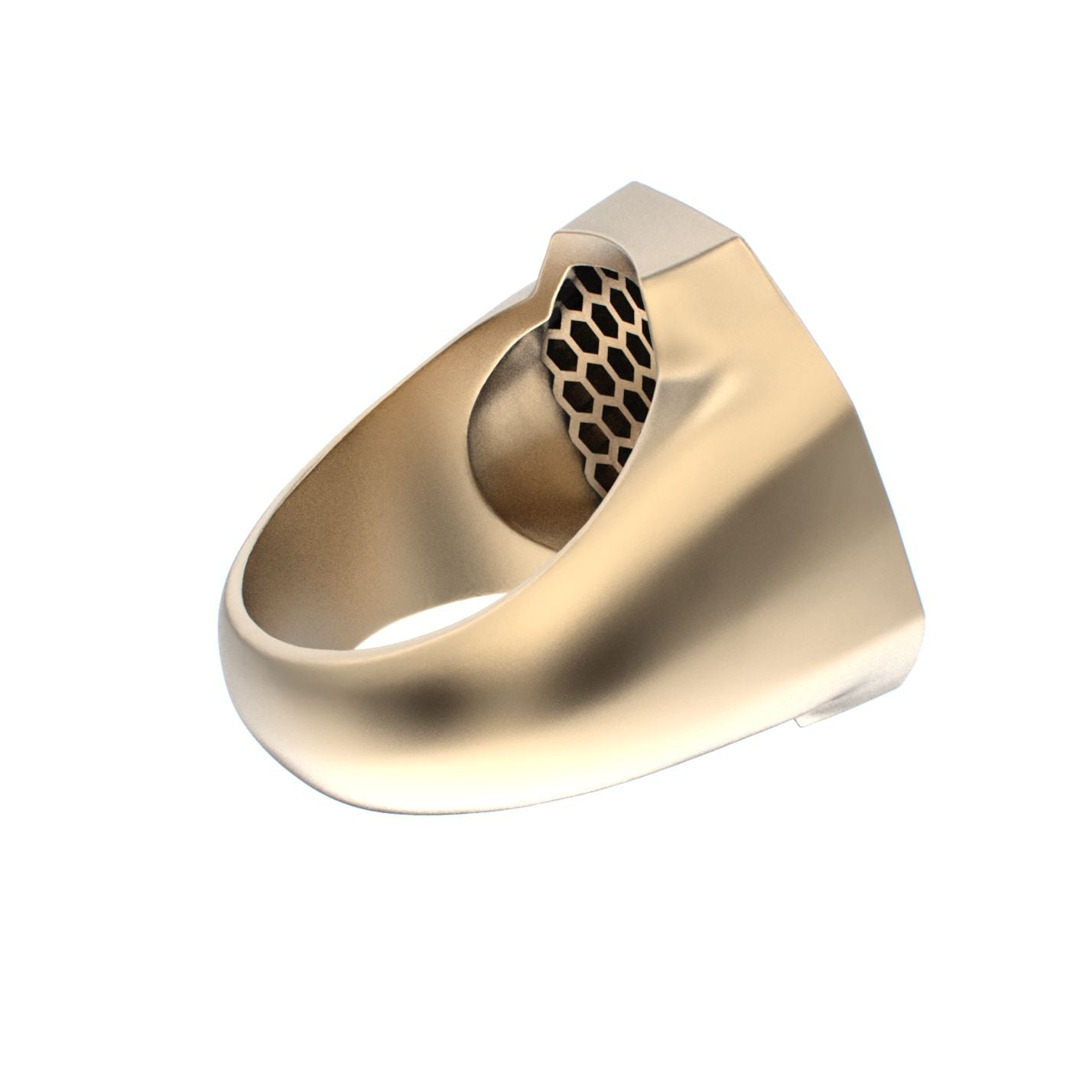 Honeycomb Bee Signet Ring - 9ct Gold - BeckonJewel