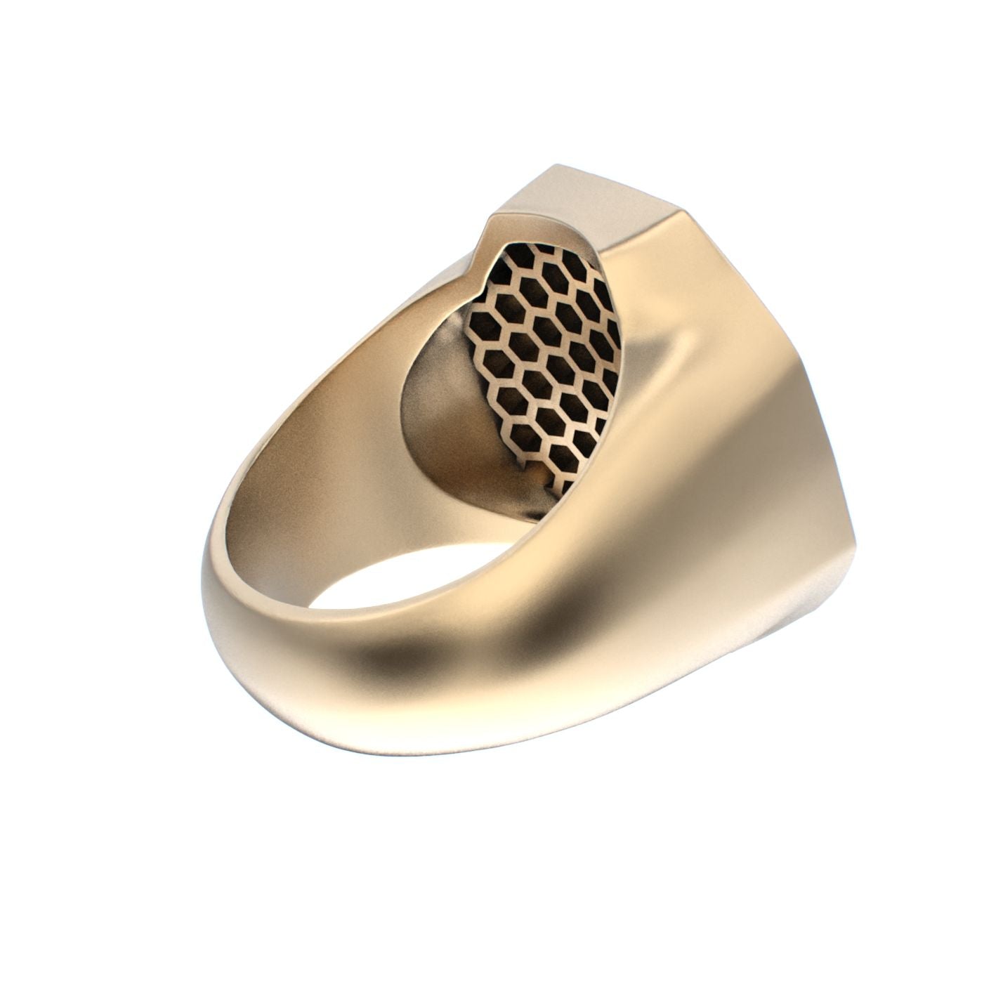 Honeycomb Bee Signet Ring - 9ct Gold - BeckonJewel