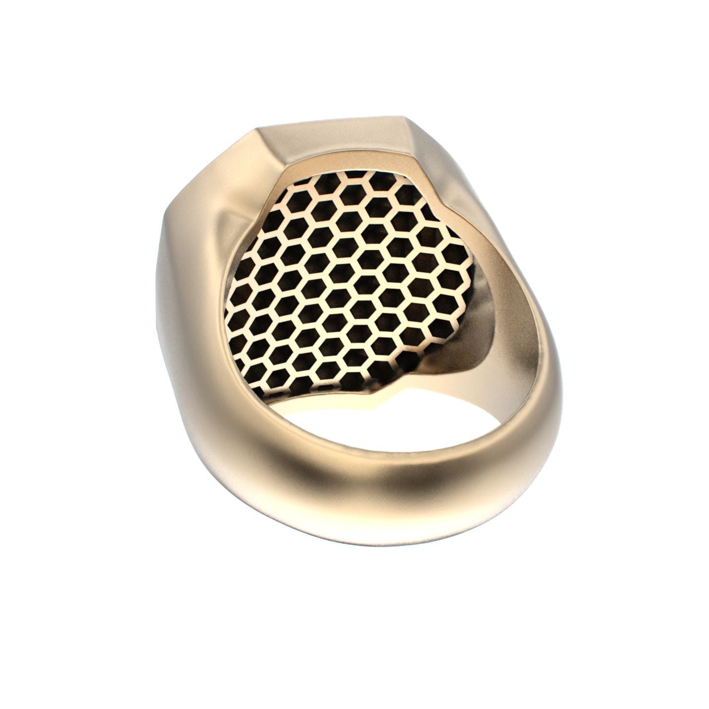 Honeycomb Bee Signet Ring - 9ct Gold - Emerald - BeckonJewel