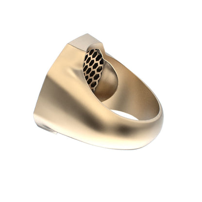 Honeycomb Bee Signet Ring - 9ct Gold - Emerald - BeckonJewel