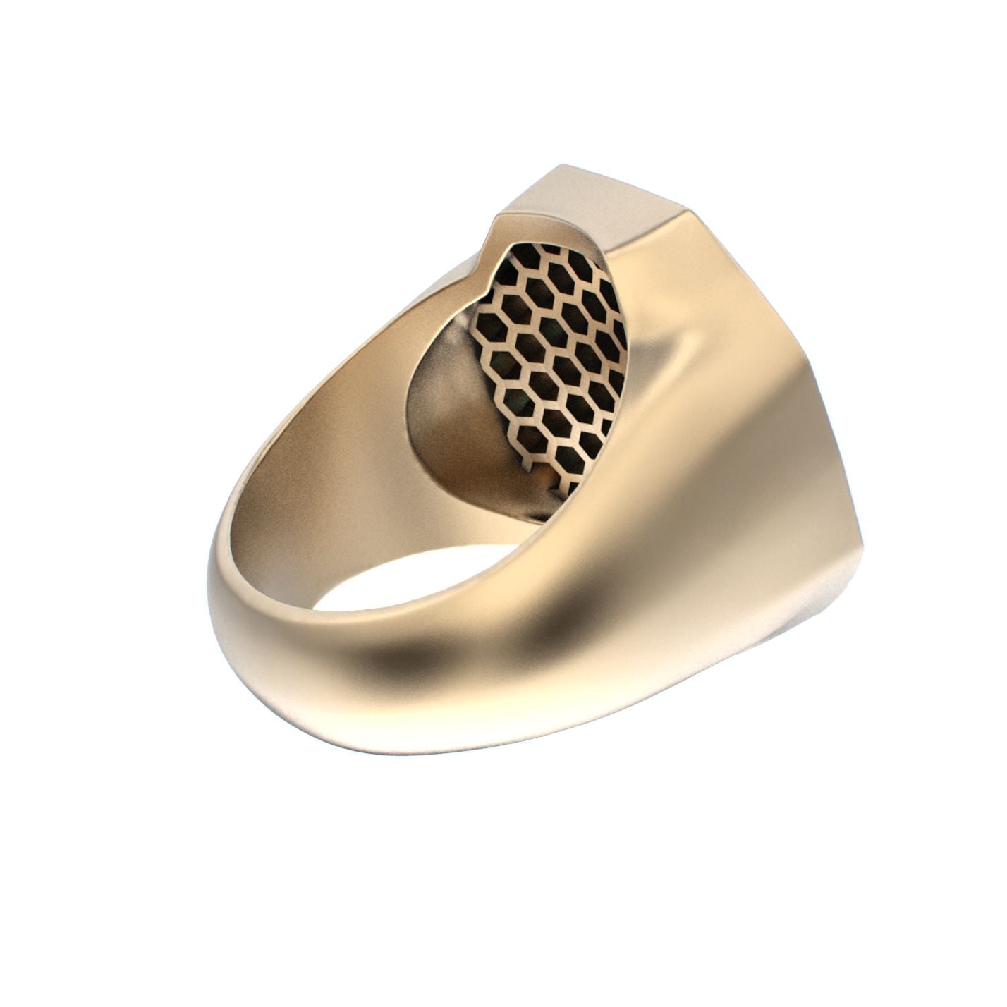 Honeycomb Bee Signet Ring - 9ct Gold - Emerald - BeckonJewel