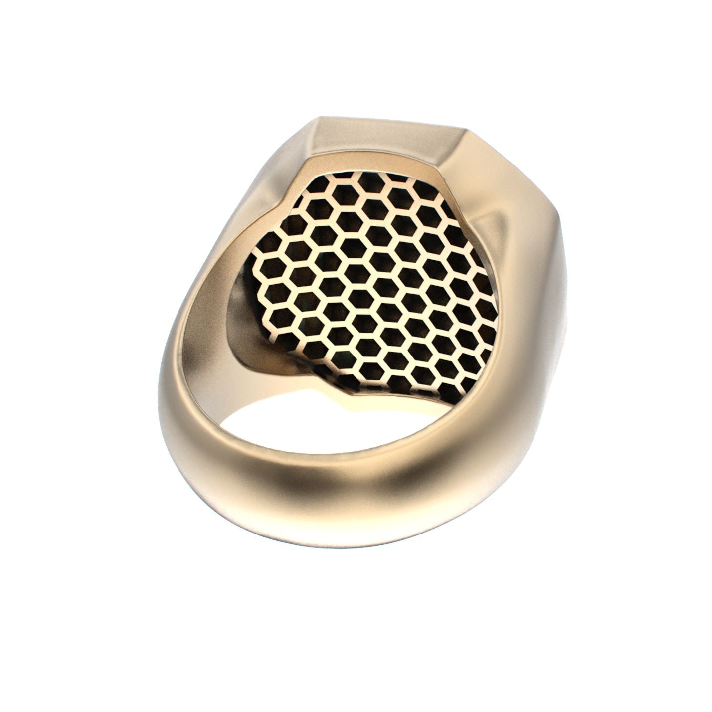 Honeycomb Bee Signet Ring - 9ct Gold - Emerald - BeckonJewel