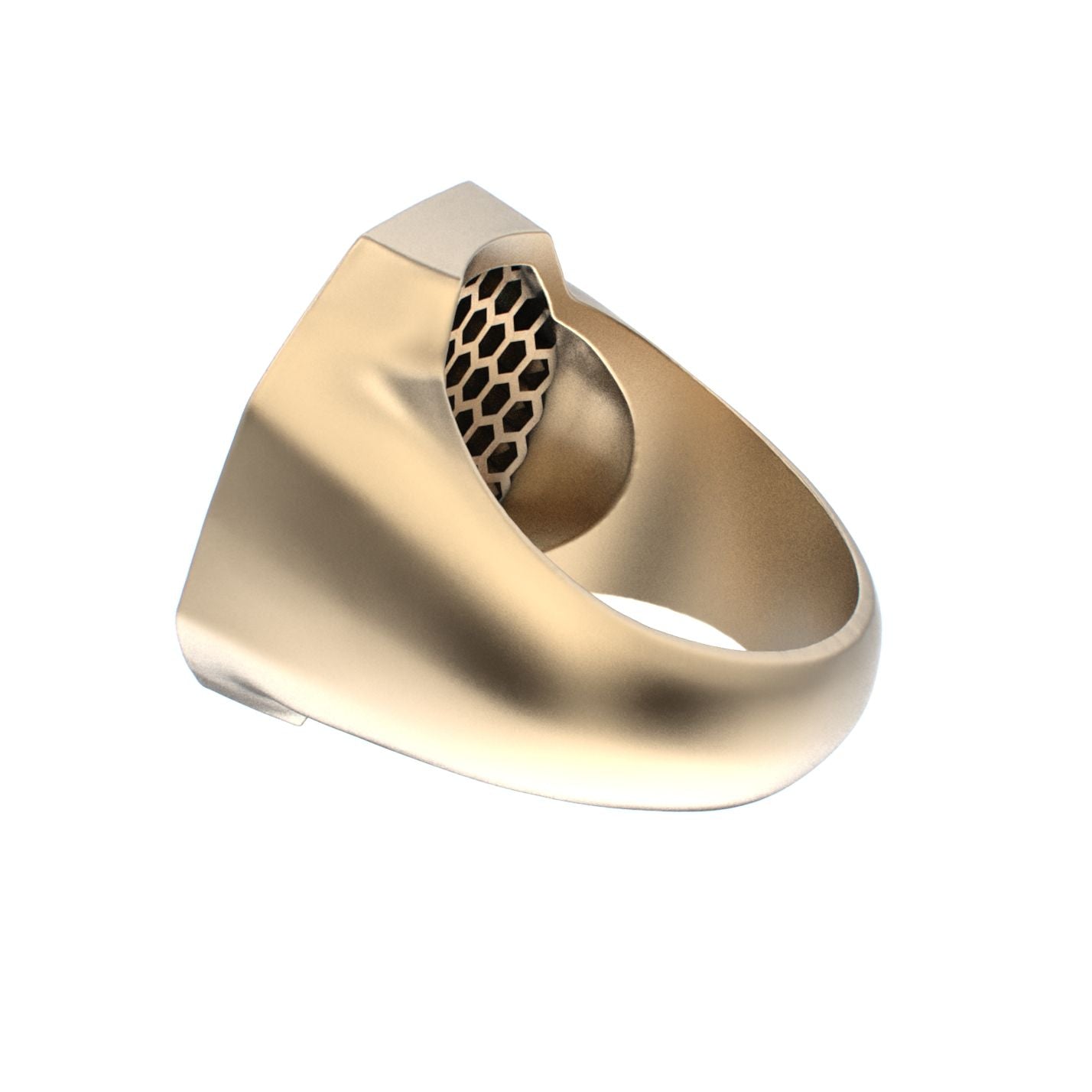 Honeycomb Bee Signet Ring - 9ct Gold - Moissanites - BeckonJewel