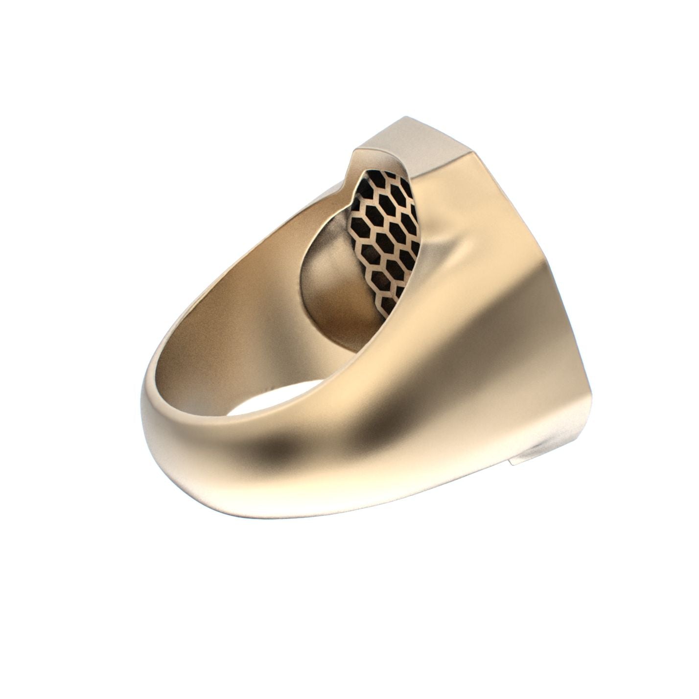 Honeycomb Bee Signet Ring - 9ct Gold - Moissanites - BeckonJewel