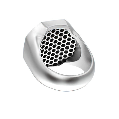 Honeycomb Bee Signet Ring - Emerald