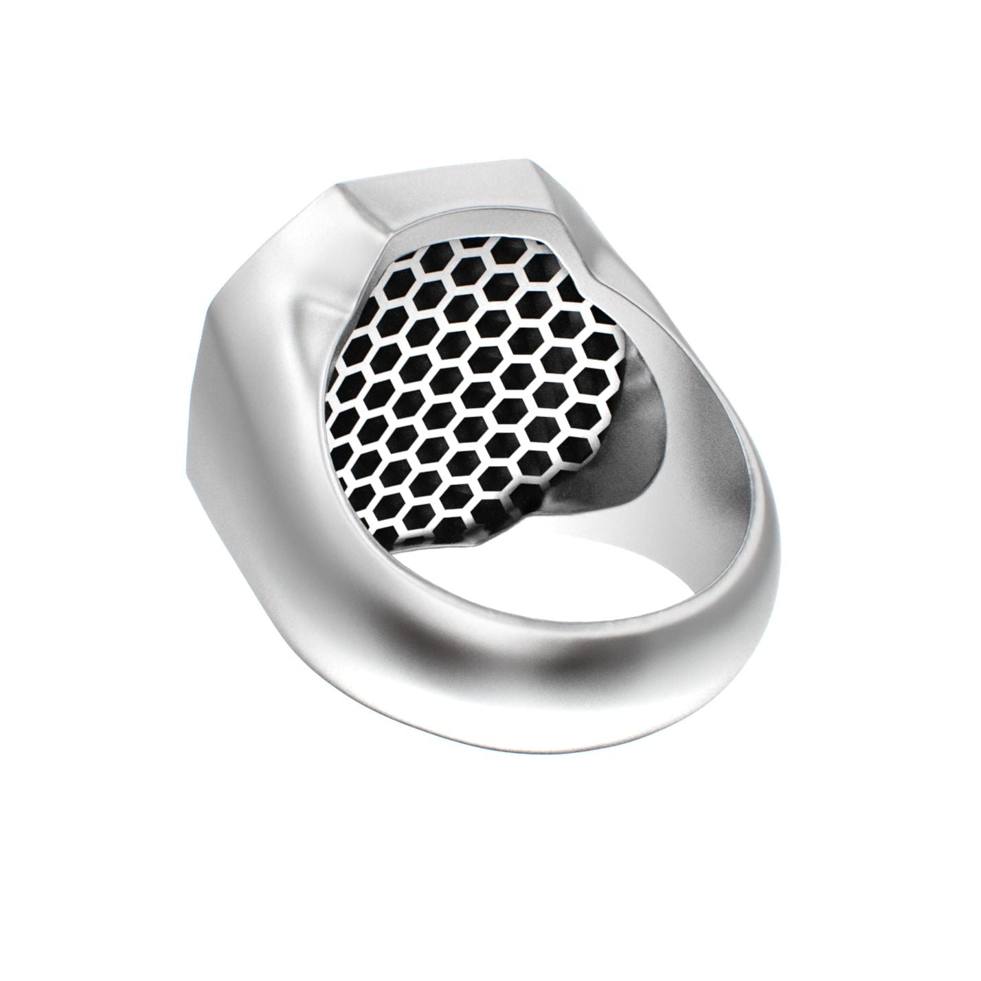 Honeycomb Bee Signet Ring - Moissanites - BeckonJewel