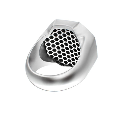 Honeycomb Bee Signet Ring - Moissanites - BeckonJewel