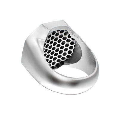 Honeycomb Bee Signet Ring - Moissanites - BeckonJewel