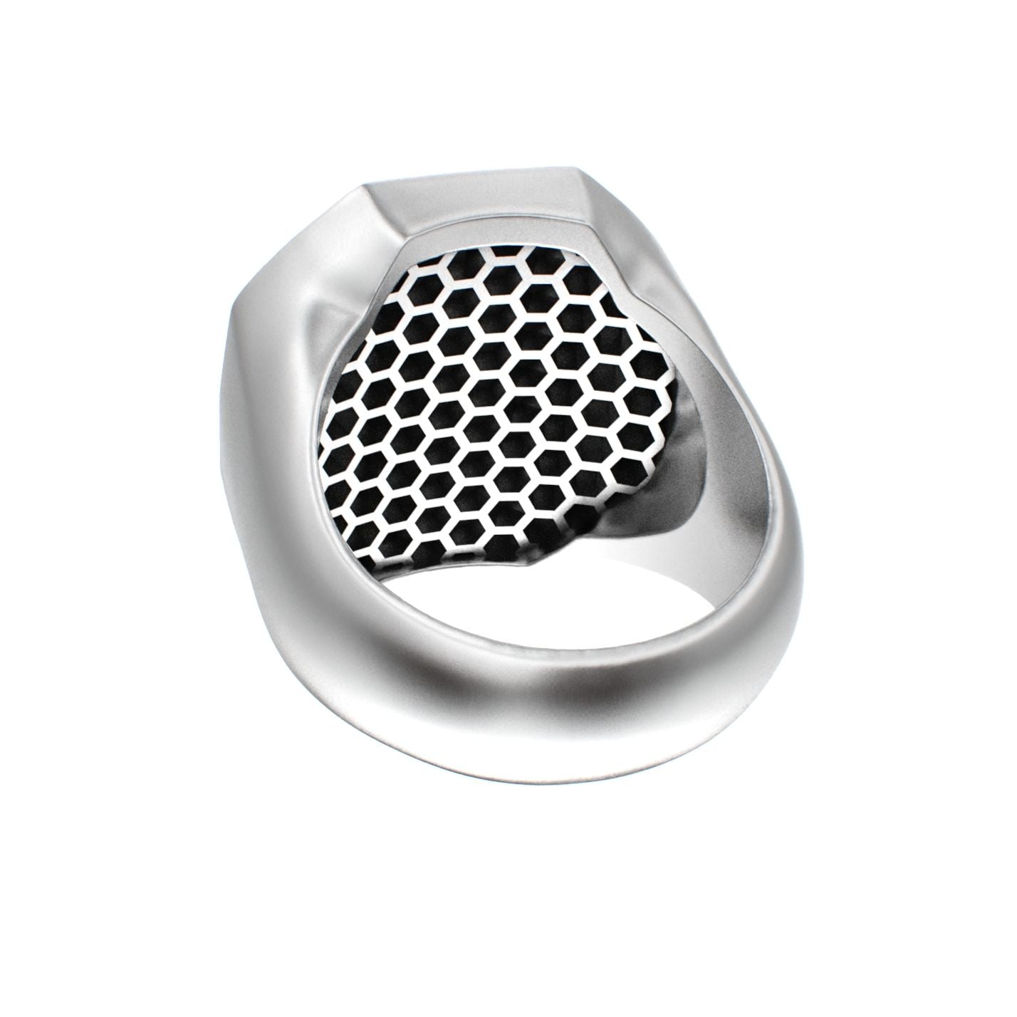 Honeycomb Bee Signet Ring - Moissanites - BeckonJewel