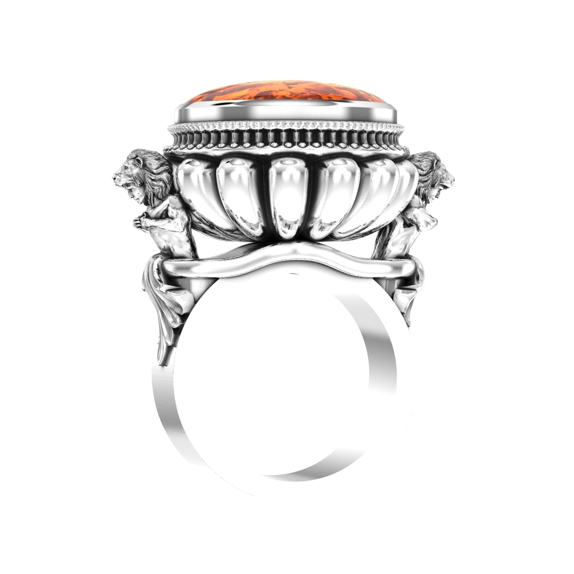 Large Herculean Ring – Cabochon Amber | Sterling Silver - BeckonJewel