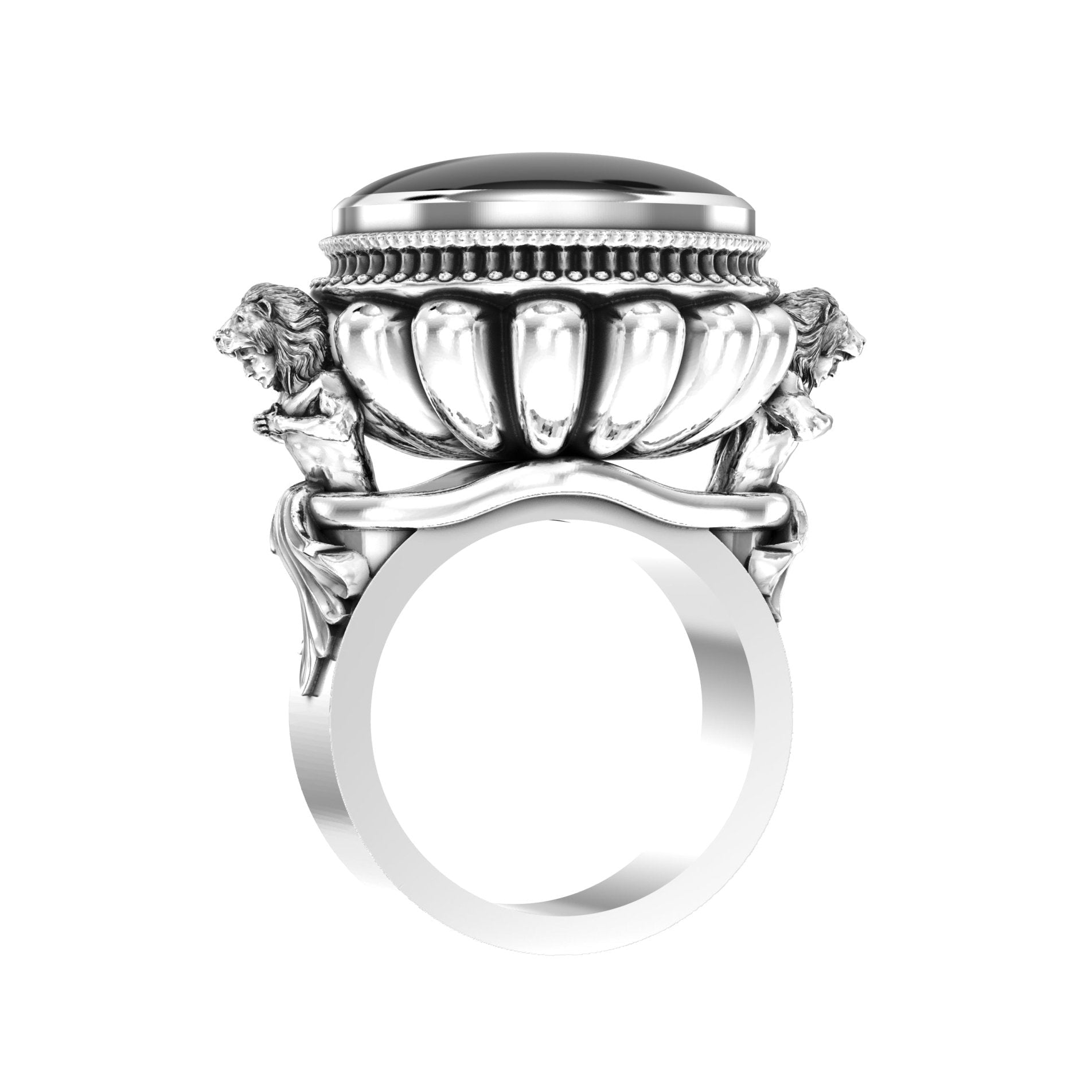 Large Herculean Ring – Cabochon Onyx | Sterling Silver - BeckonJewel