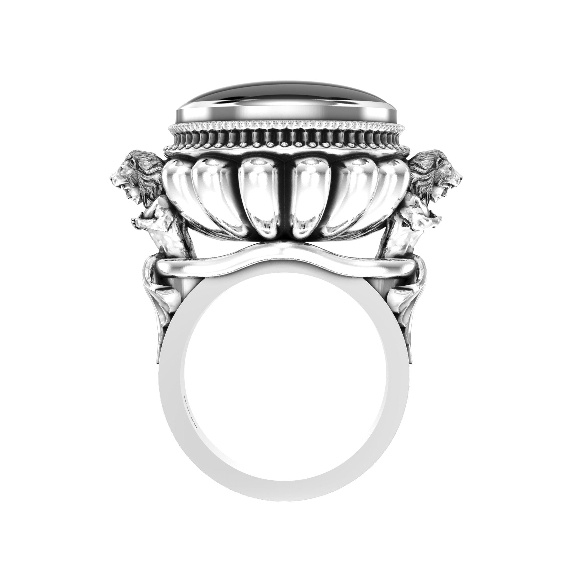 Large Herculean Ring – Cabochon Onyx | Sterling Silver - BeckonJewel