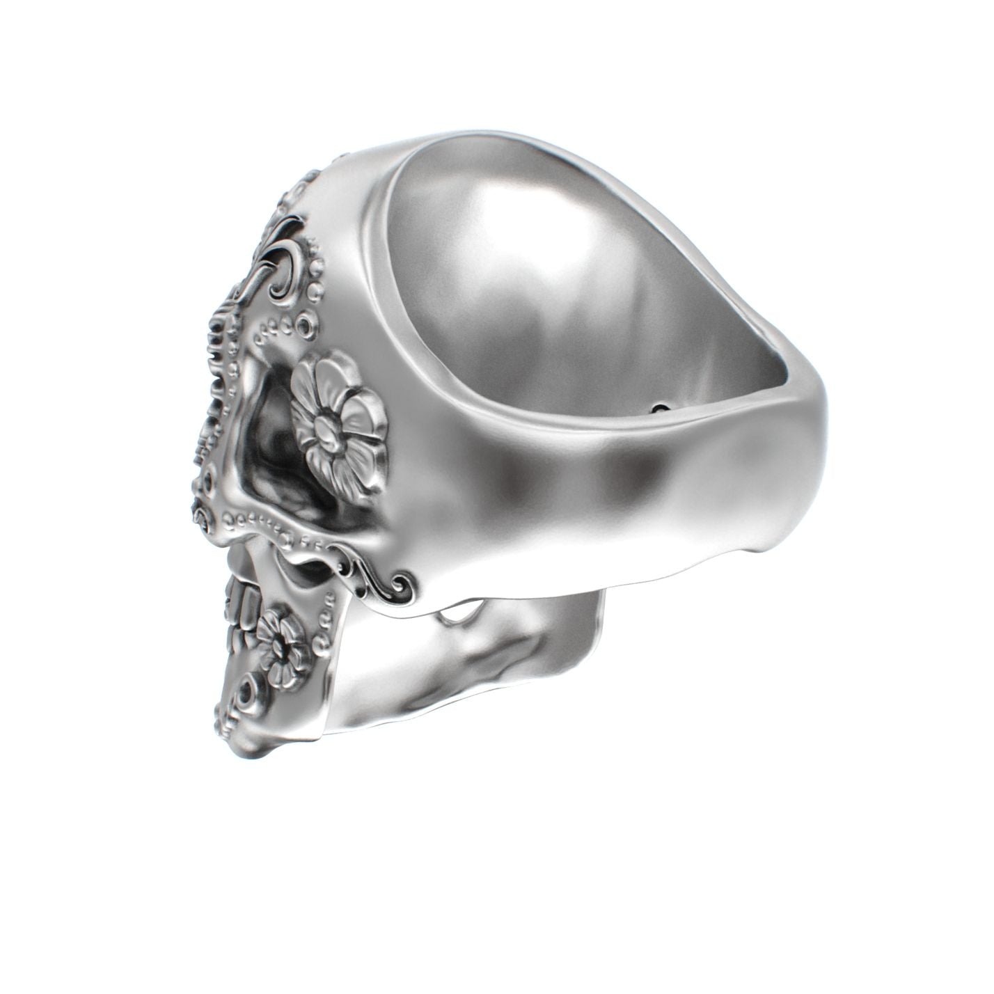 Large Sugar Skull Ring - 925 Silver - BeckonJewel