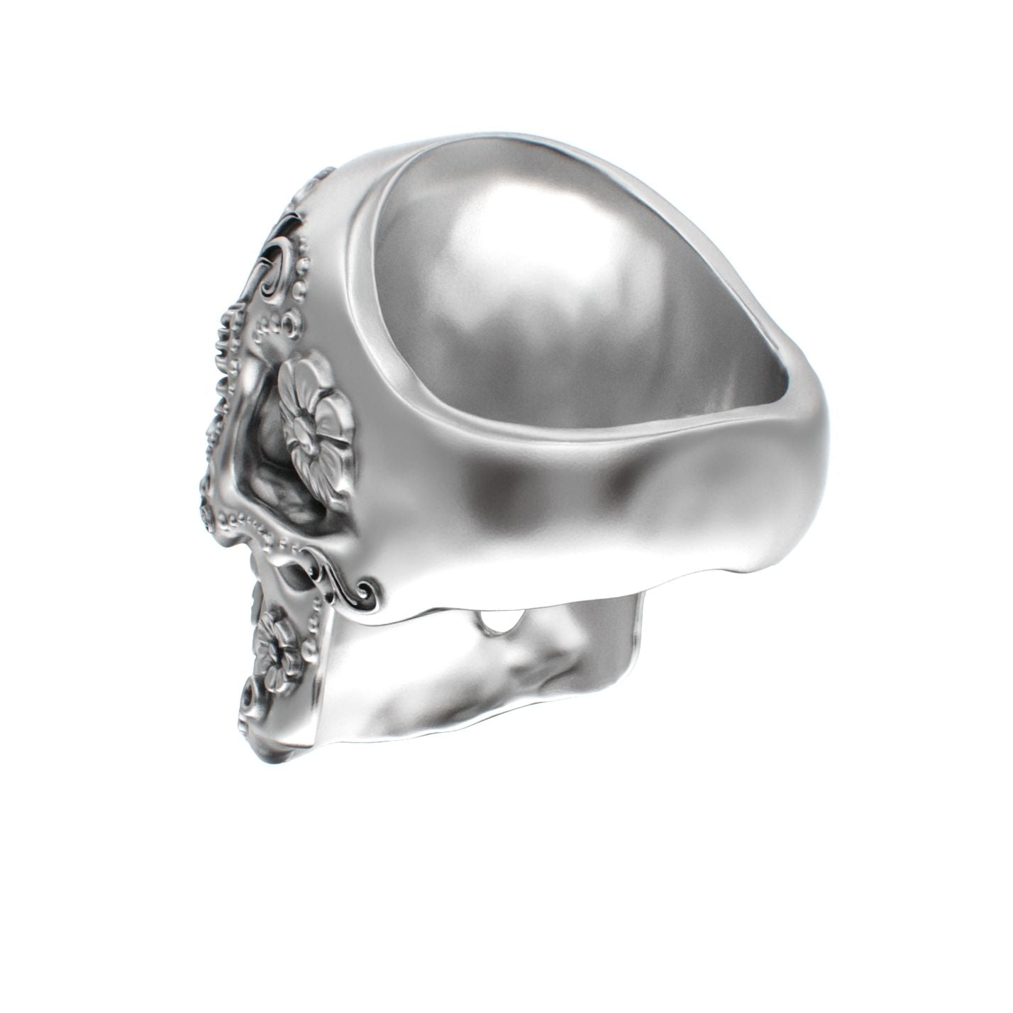 Large Sugar Skull Ring - 925 Silver - BeckonJewel