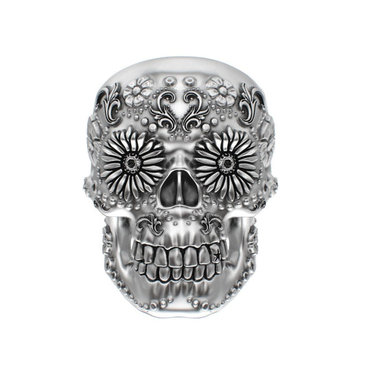 Large Sugar Skull Ring - 925 Silver - BeckonJewel