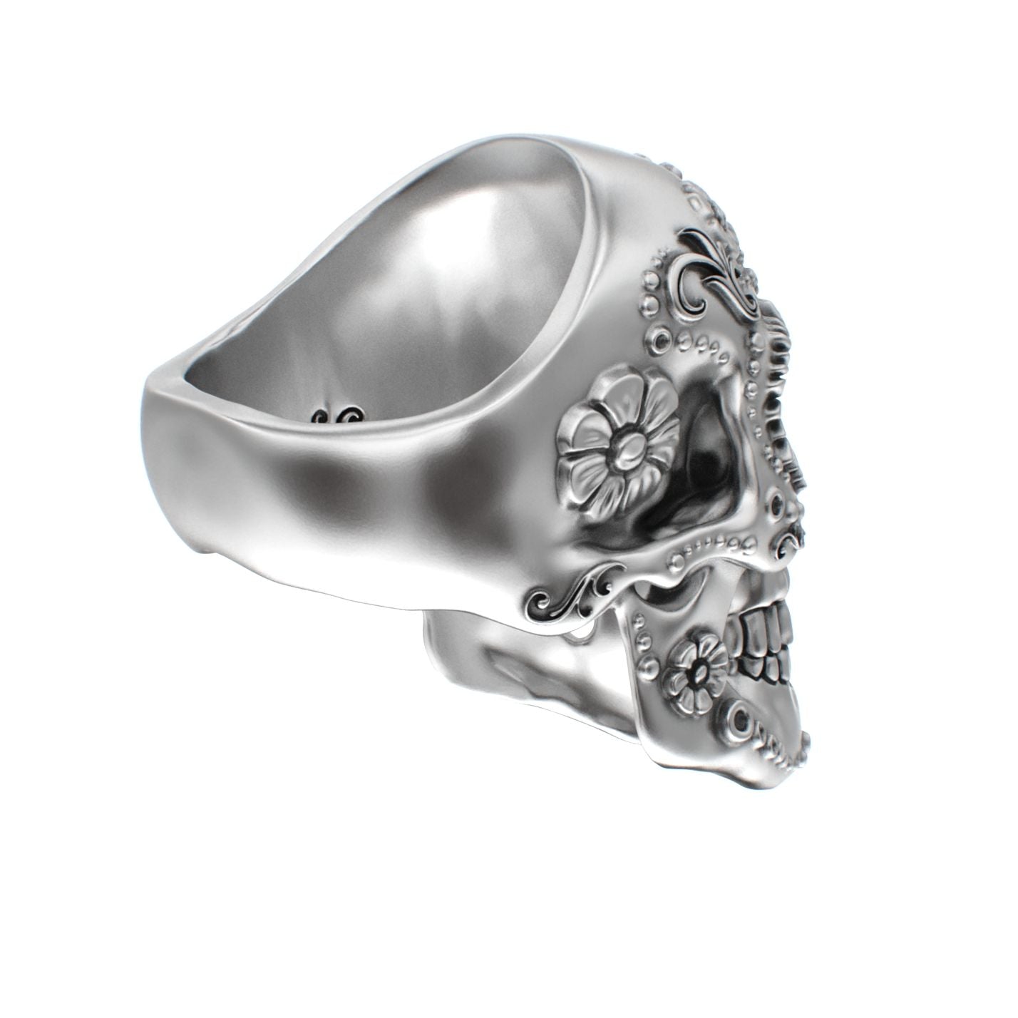 Large Sugar Skull Ring - 925 Silver - BeckonJewel