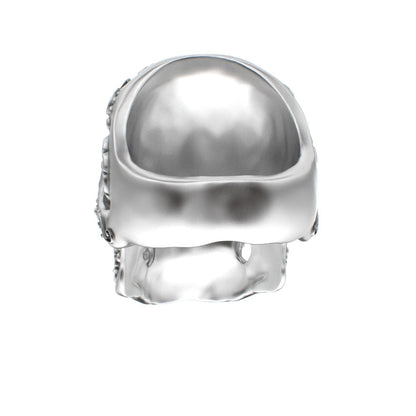 Large Sugar Skull Ring - 925 Silver - Blue Sapphire Eyes - BeckonJewel