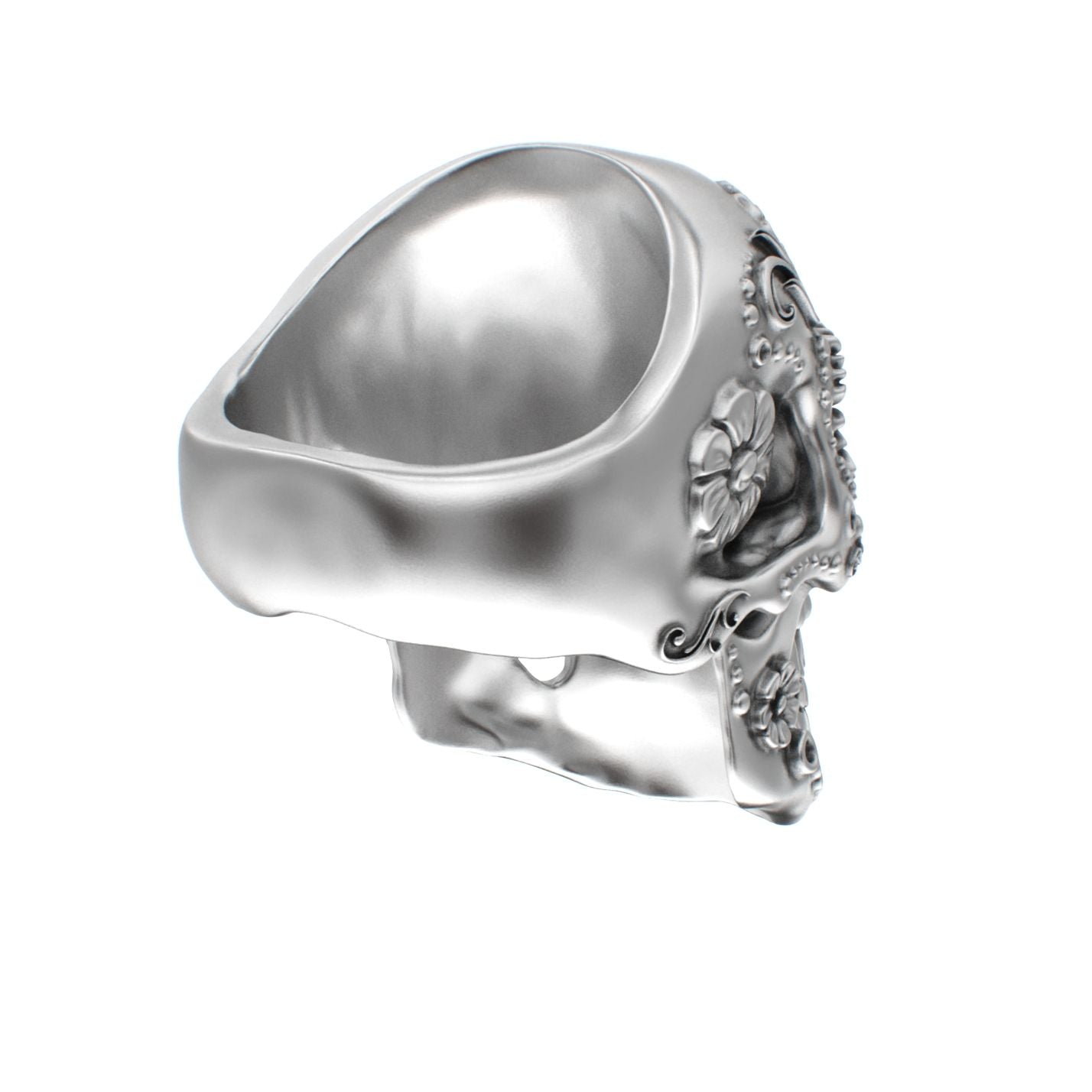 Large Sugar Skull Ring - 925 Silver - Diamond Eyes - BeckonJewel