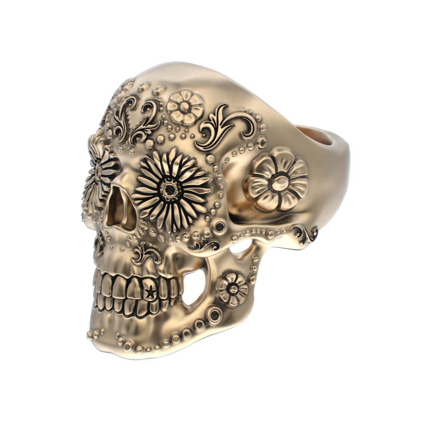 Large Sugar Skull Ring - 9ct Gold