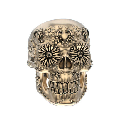 Large Sugar Skull Ring - 9ct Gold