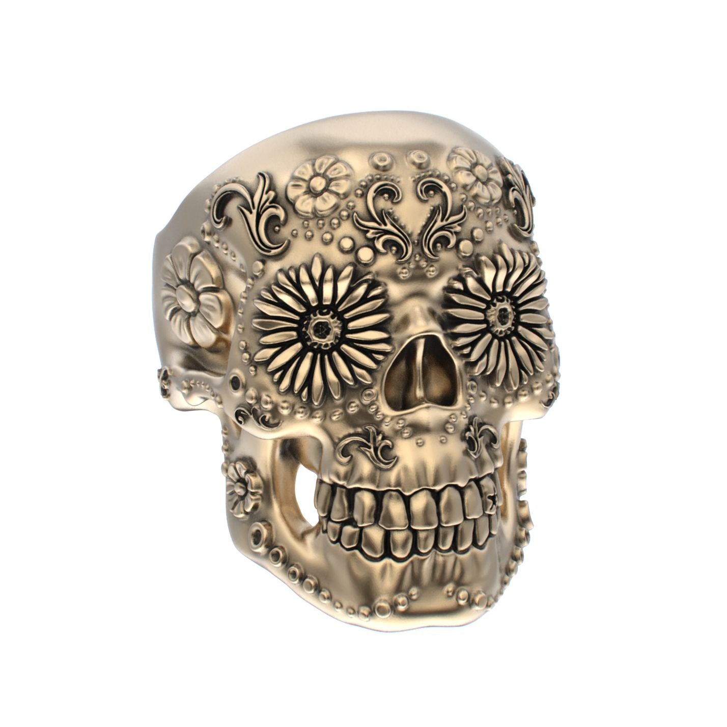 Large Sugar Skull Ring - 9ct Gold