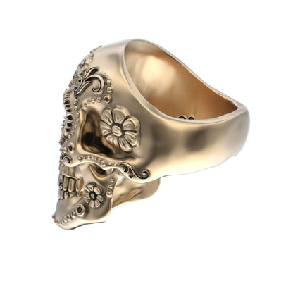 Large Sugar Skull Ring - 9ct Gold