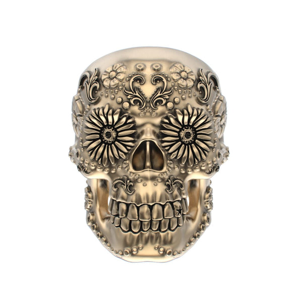 Large Sugar Skull Ring - 9ct Gold - BeckonJewel