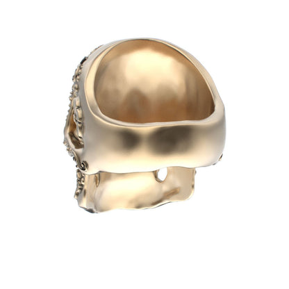 Large Sugar Skull Ring - 9ct Gold - Diamond Eyes - BeckonJewel