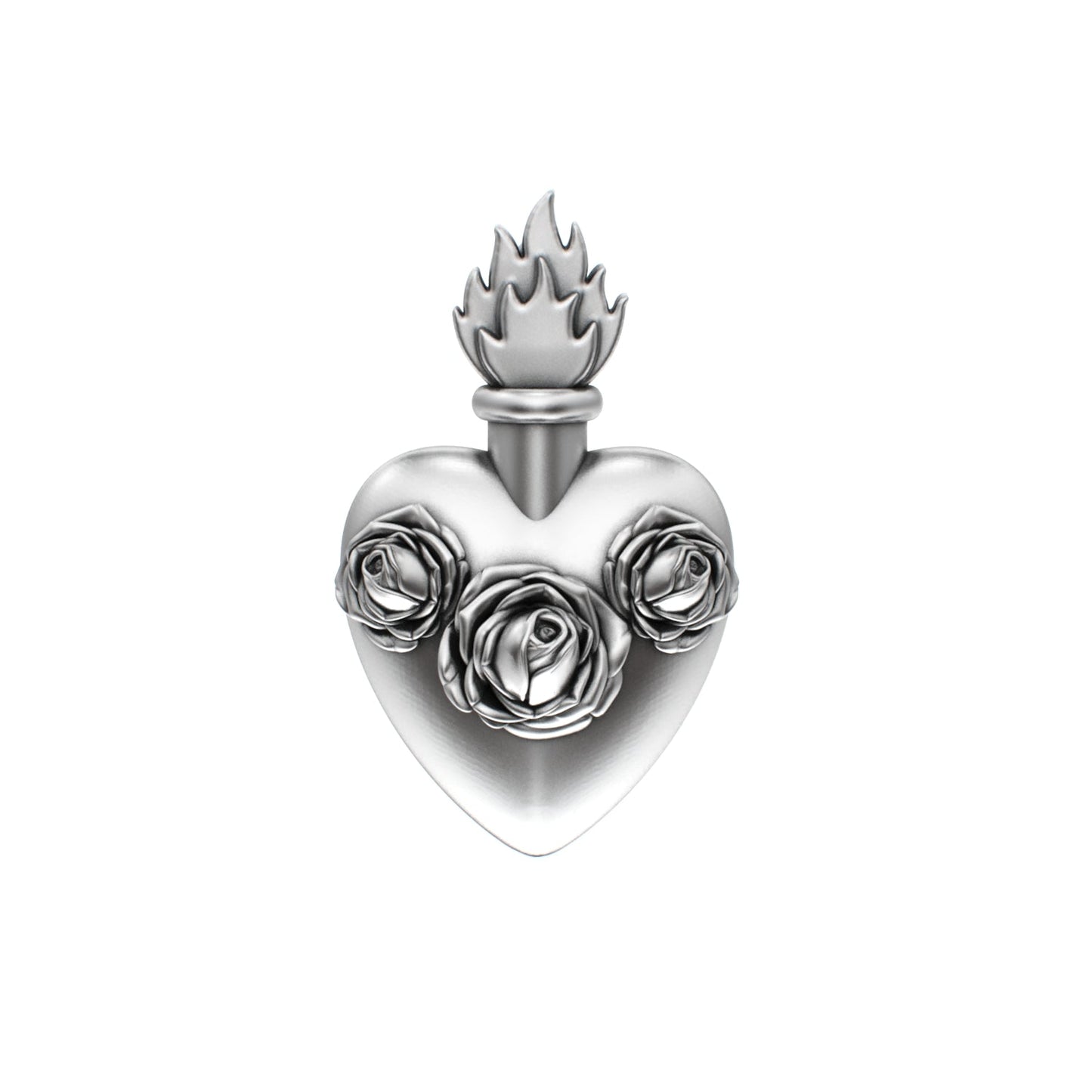 Sacred Heart Rose Pendant - 925 Silver - BeckonJewel