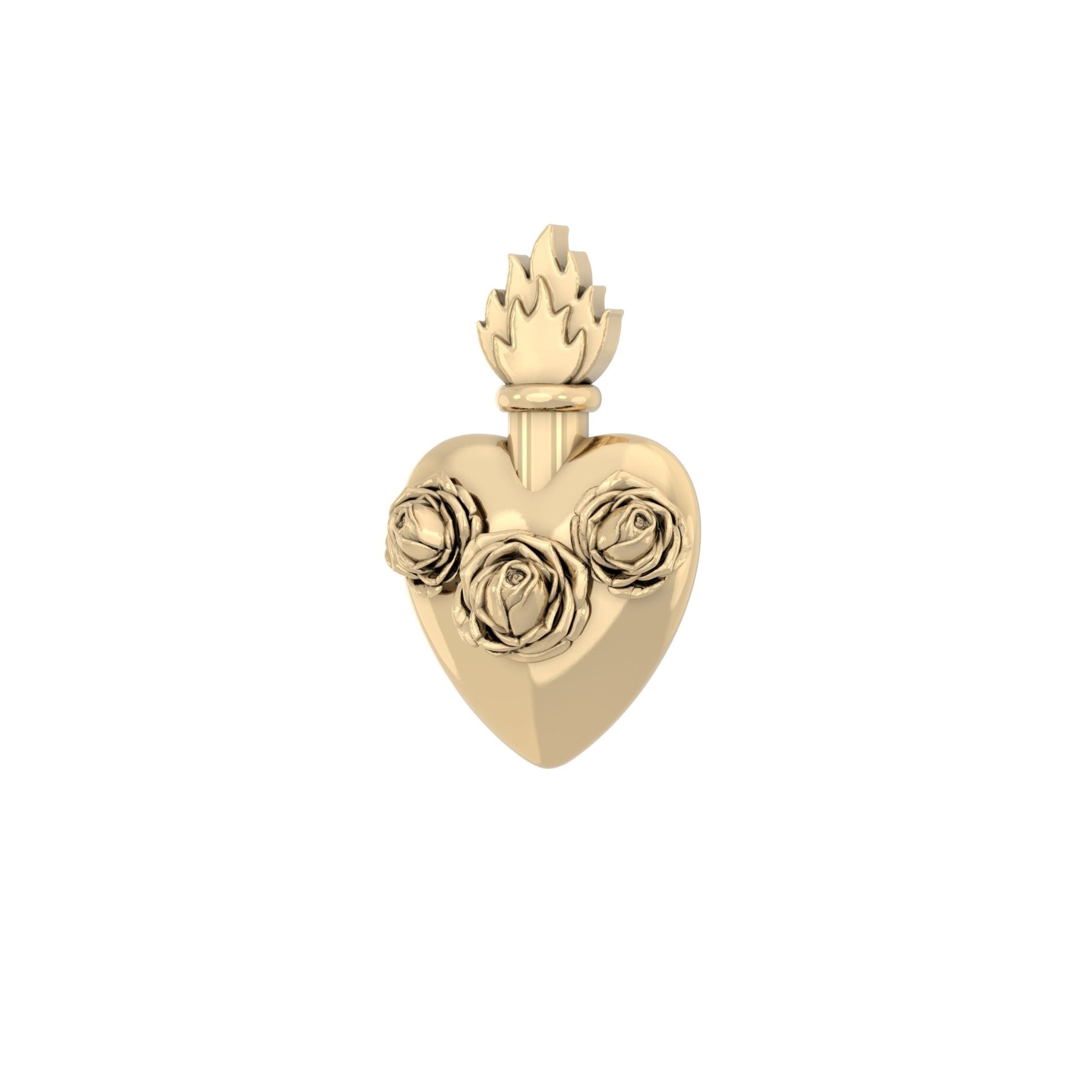 Sacred Heart Rose Pendant | 9ct Yellow Gold - BeckonJewel