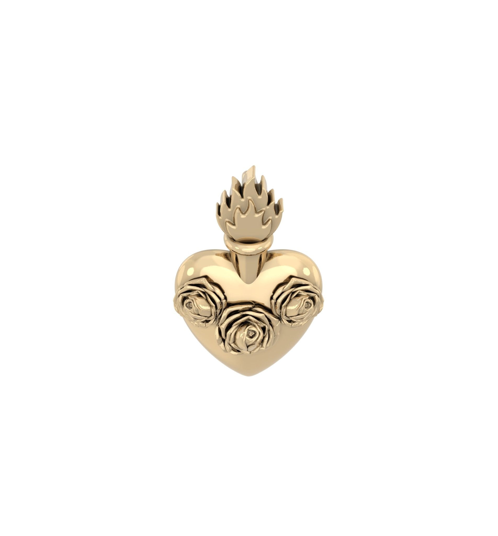 Sacred Heart Rose Pendant | 9ct Yellow Gold - BeckonJewel