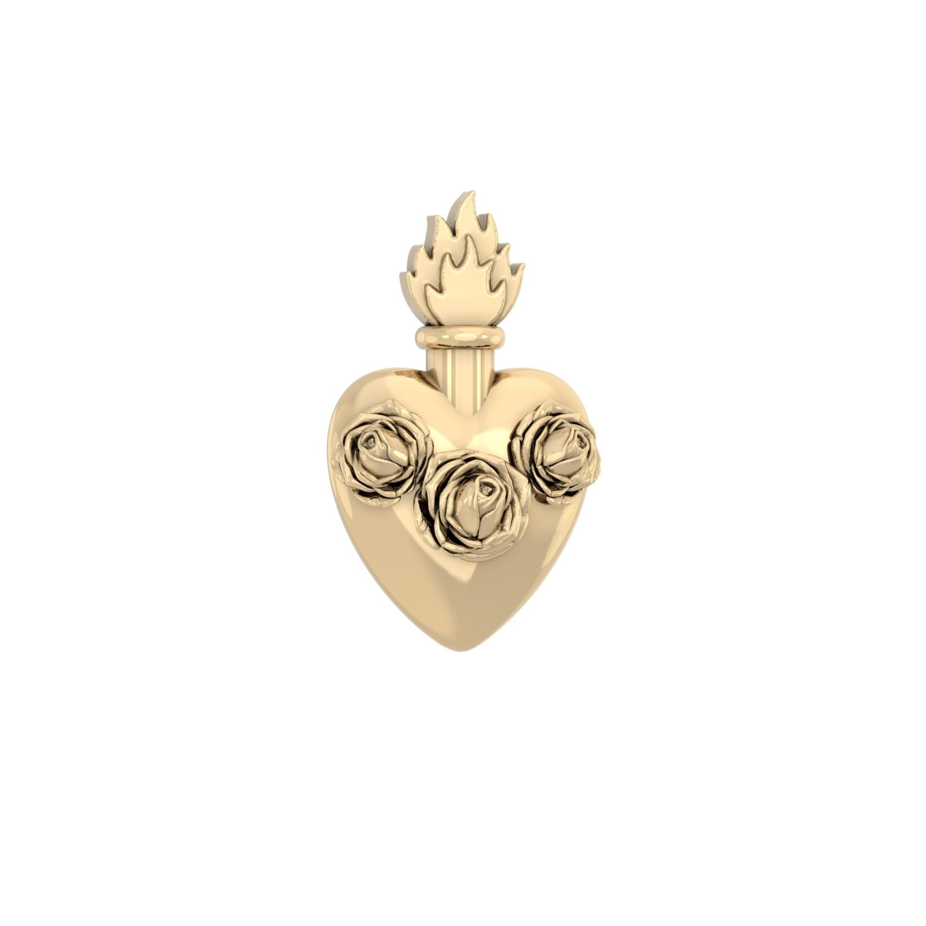 Sacred Heart Rose Pendant | 9ct Yellow Gold - BeckonJewel