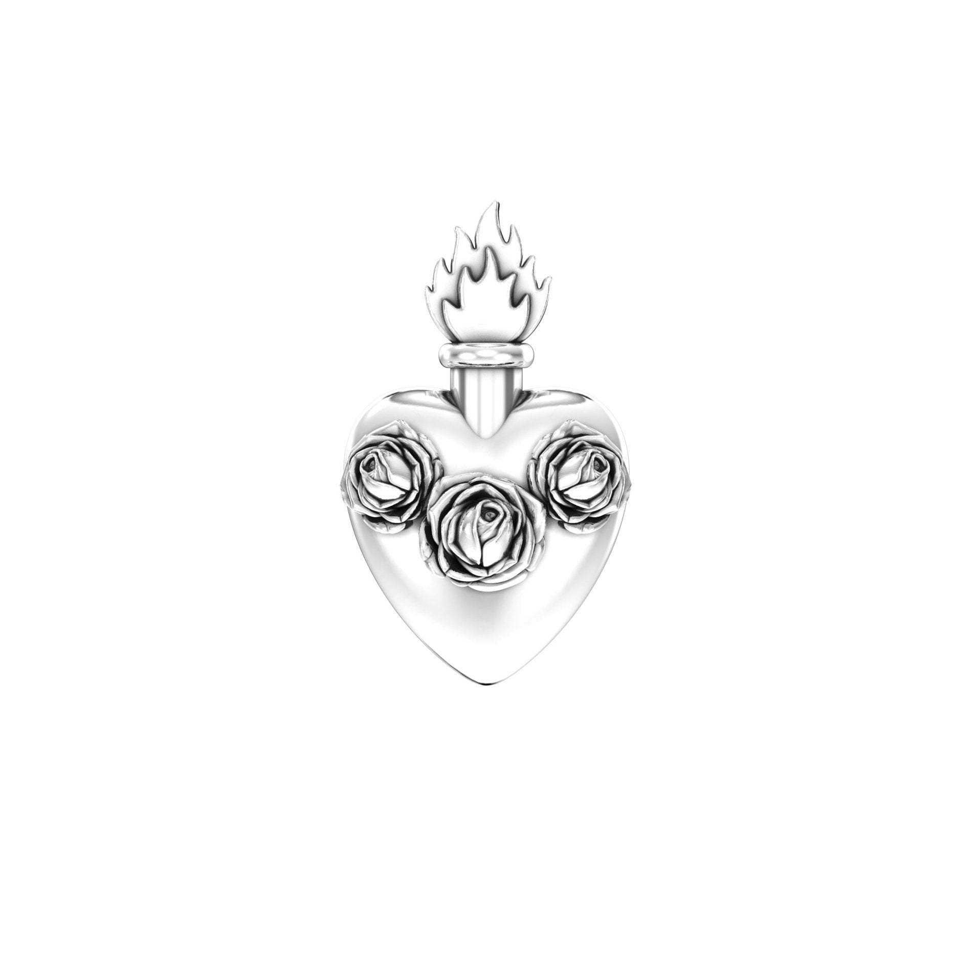 Sacred Heart Rose Pendant | Sterling Silver - BeckonJewel - front