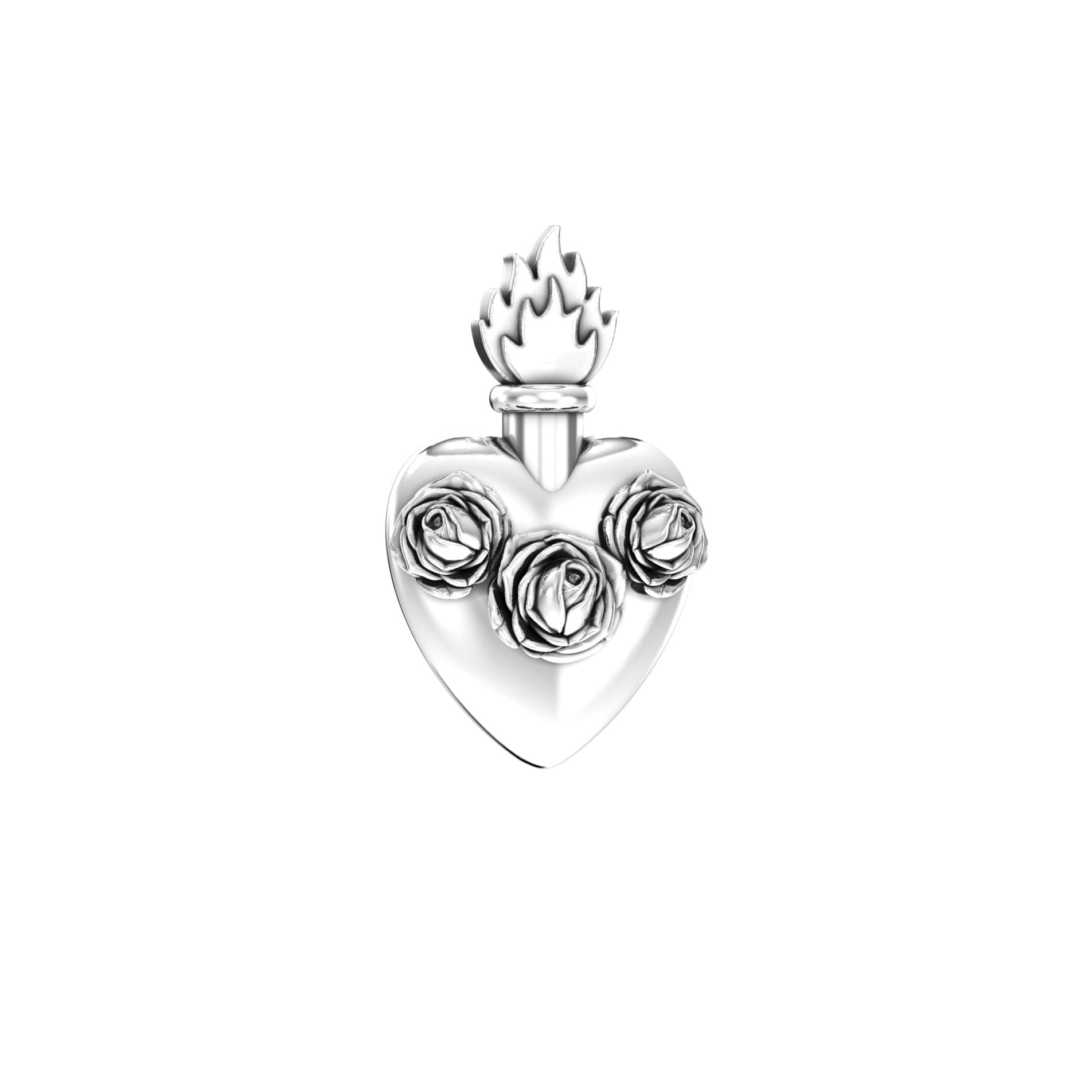Sacred Heart Rose Pendant | Sterling Silver - BeckonJewel right