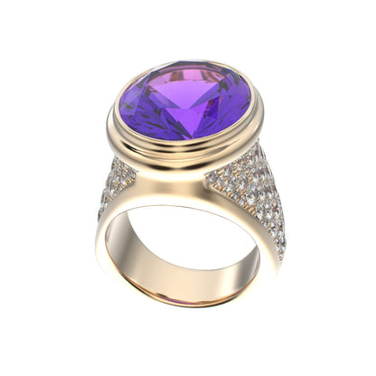 Signature Ring - Amethyst & Diamond - 9ct Gold - BeckonJewel