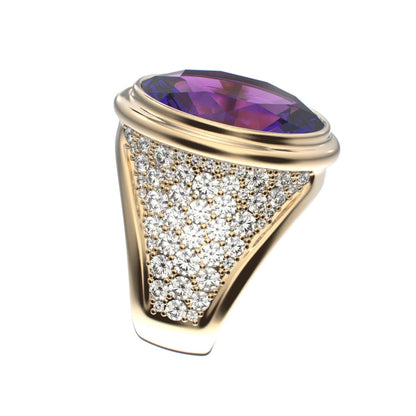 Signature Ring - Amethyst & Diamond - 9ct Gold - BeckonJewel