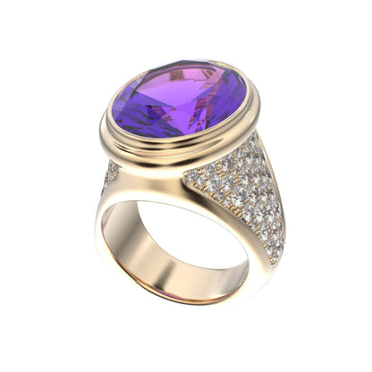 Signature Ring - Amethyst & Diamond - 9ct Gold - BeckonJewel