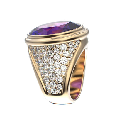 Signature Ring - Amethyst & Diamond - 9ct Gold - BeckonJewel