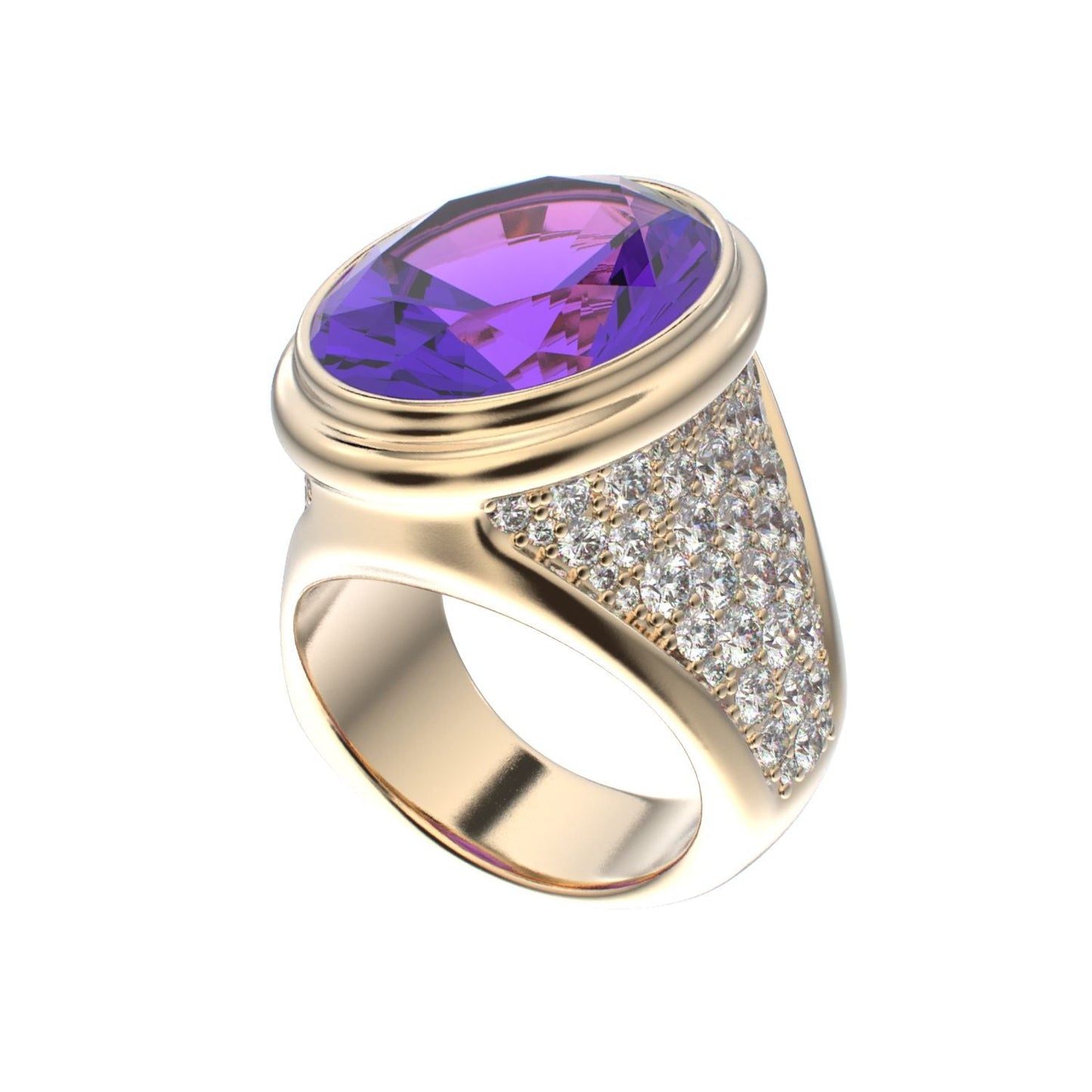 Signature Ring - Amethyst & Diamond - 9ct Gold - BeckonJewel