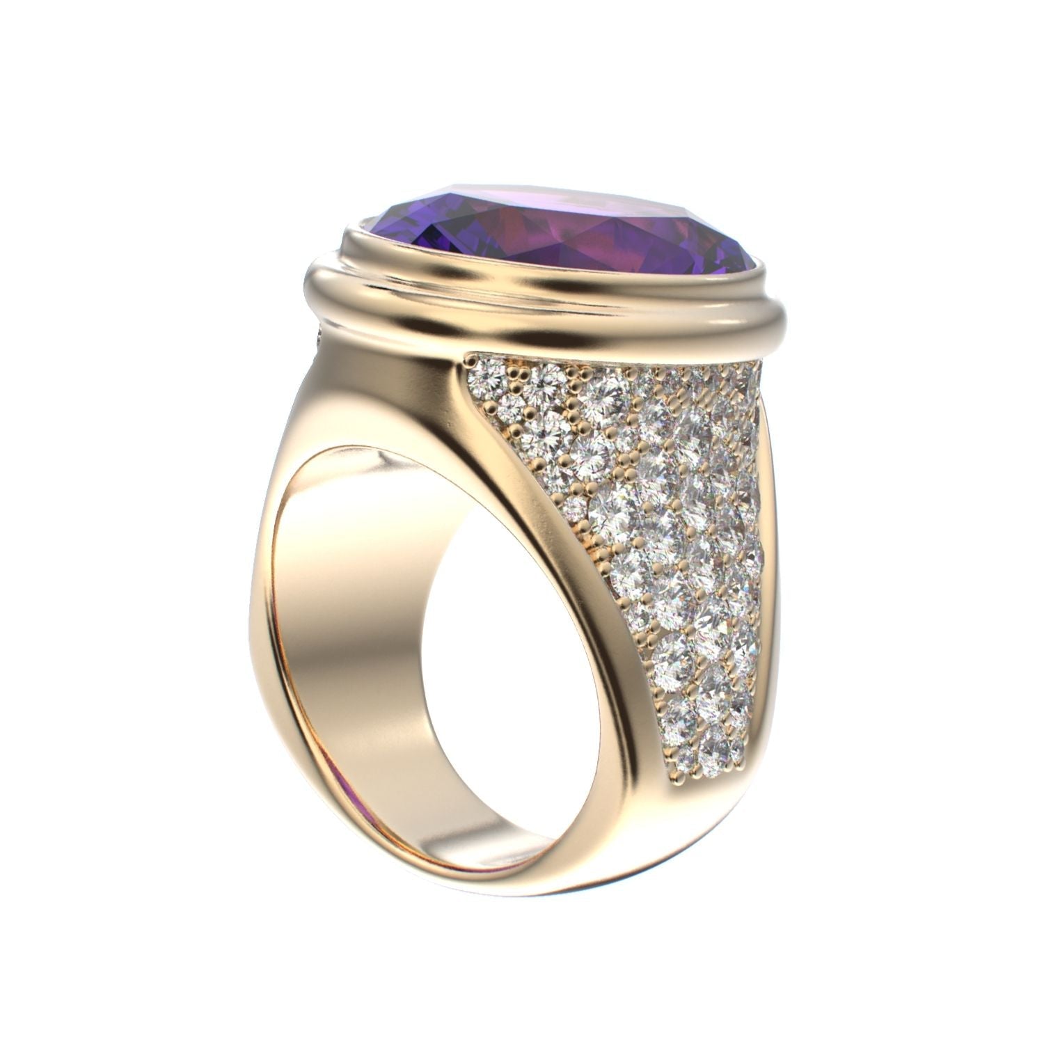 Signature Ring - Amethyst & Diamond - 9ct Gold - BeckonJewel