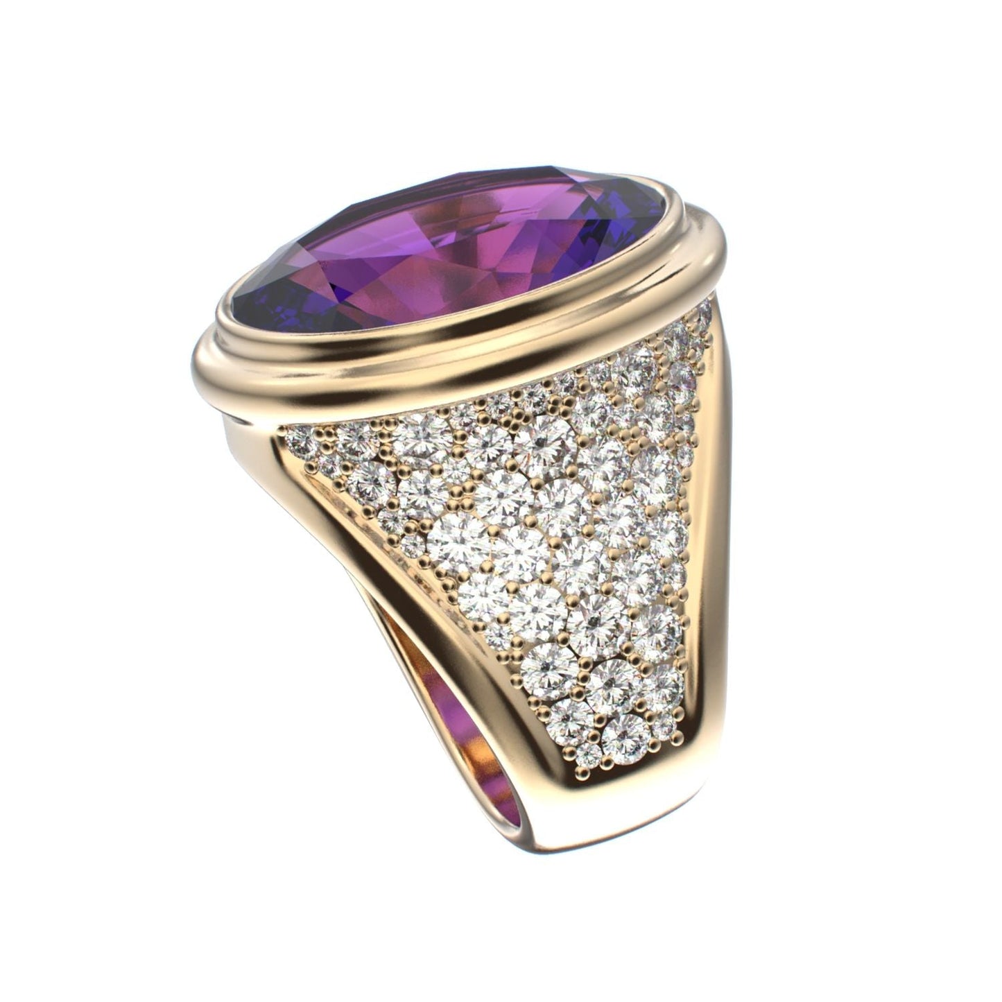 Signature Ring - Amethyst & Diamond - 9ct Gold - BeckonJewel