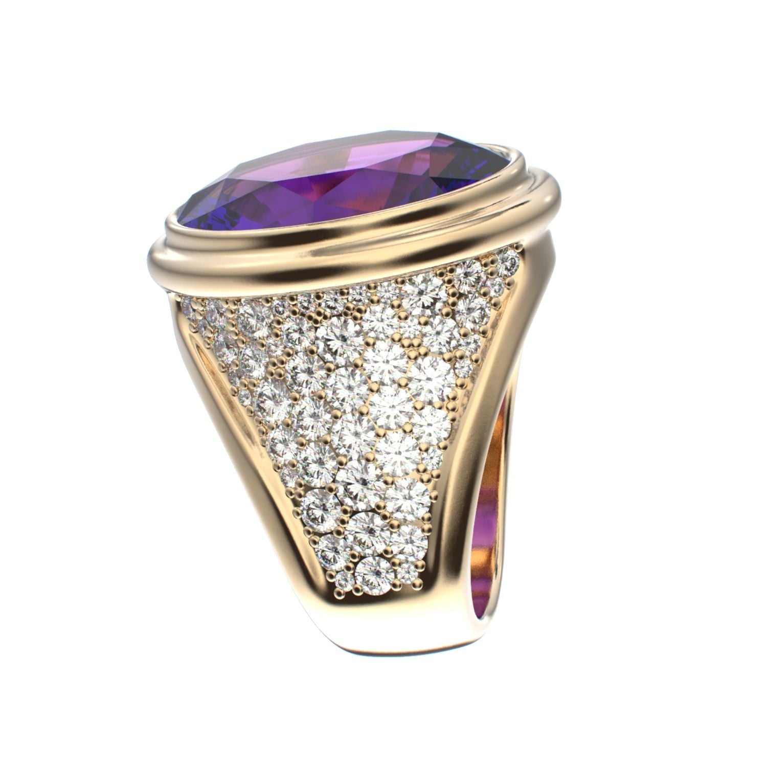 Signature Ring - Amethyst & Diamond - 9ct Gold - BeckonJewel