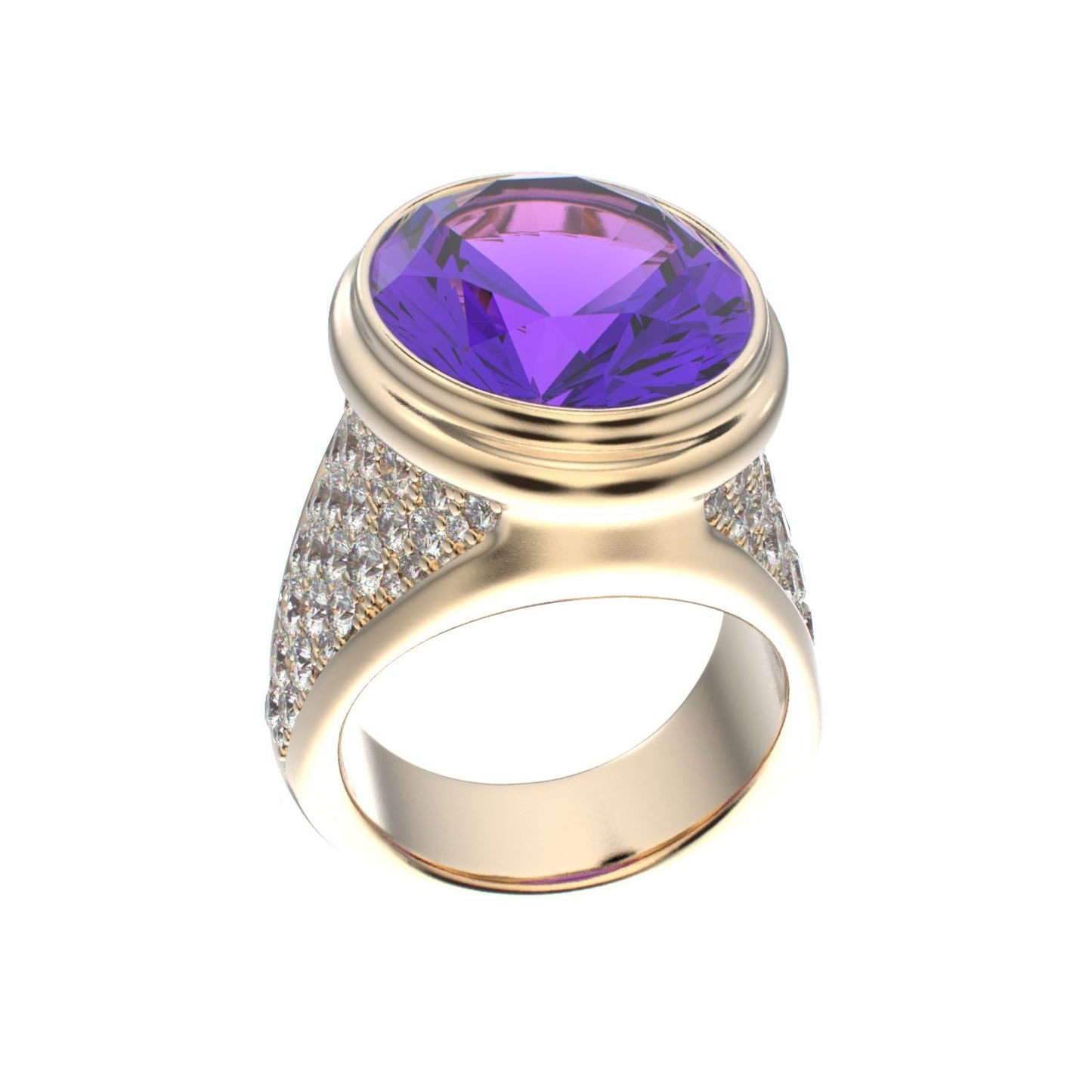 Signature Ring - Amethyst & Diamond - 9ct Gold - BeckonJewel