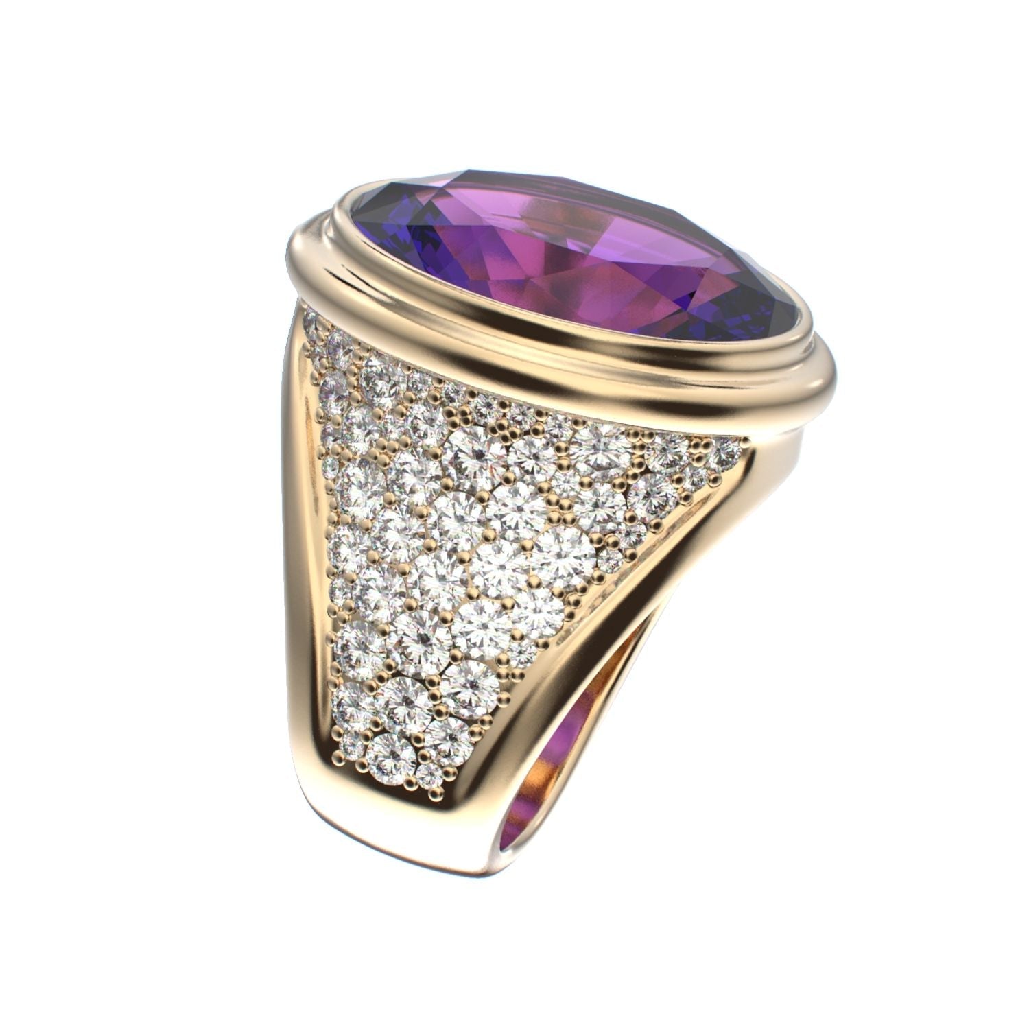 Signature Ring - Amethyst & Diamond - 9ct Gold - BeckonJewel