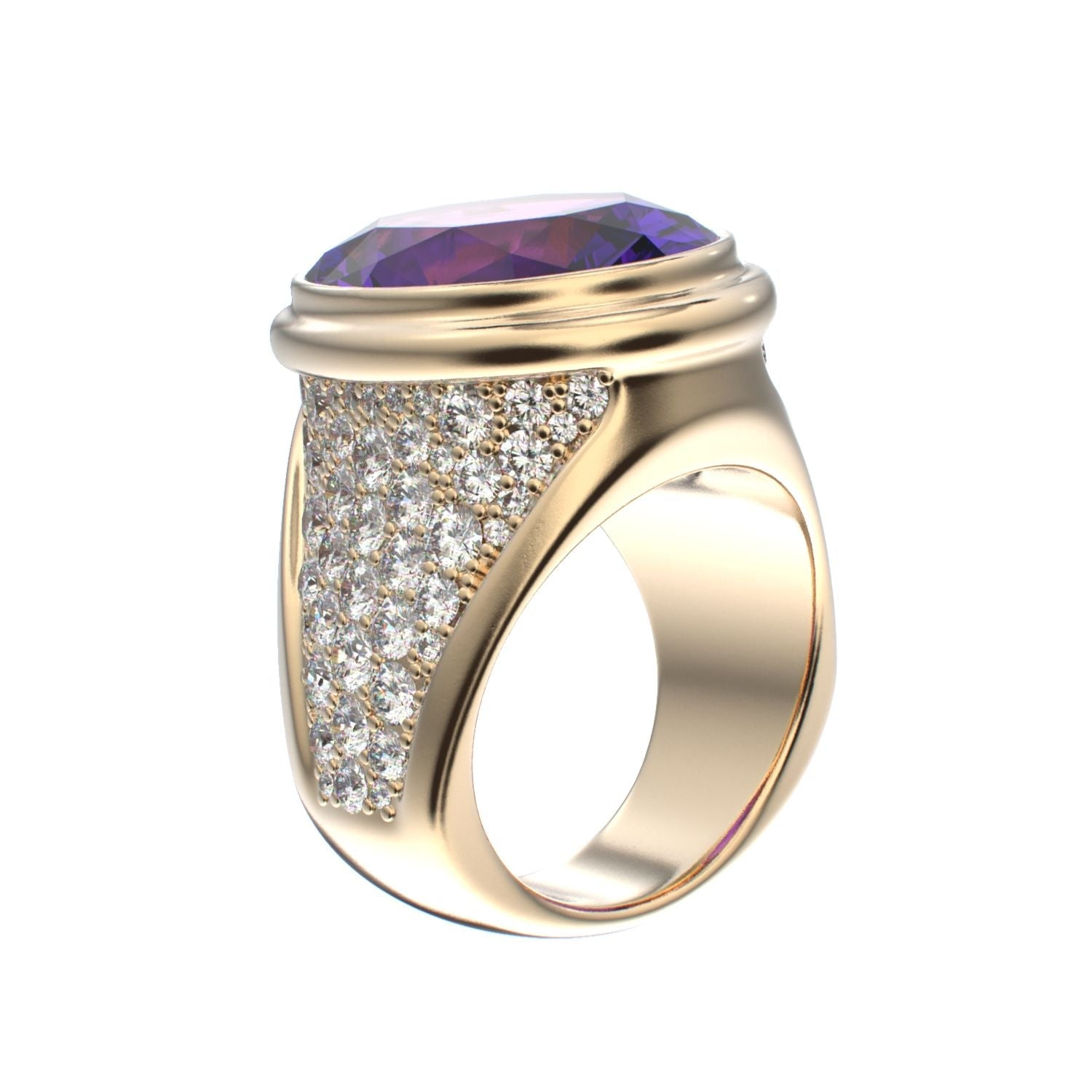 Signature Ring - Amethyst & Diamond - 9ct Gold - BeckonJewel