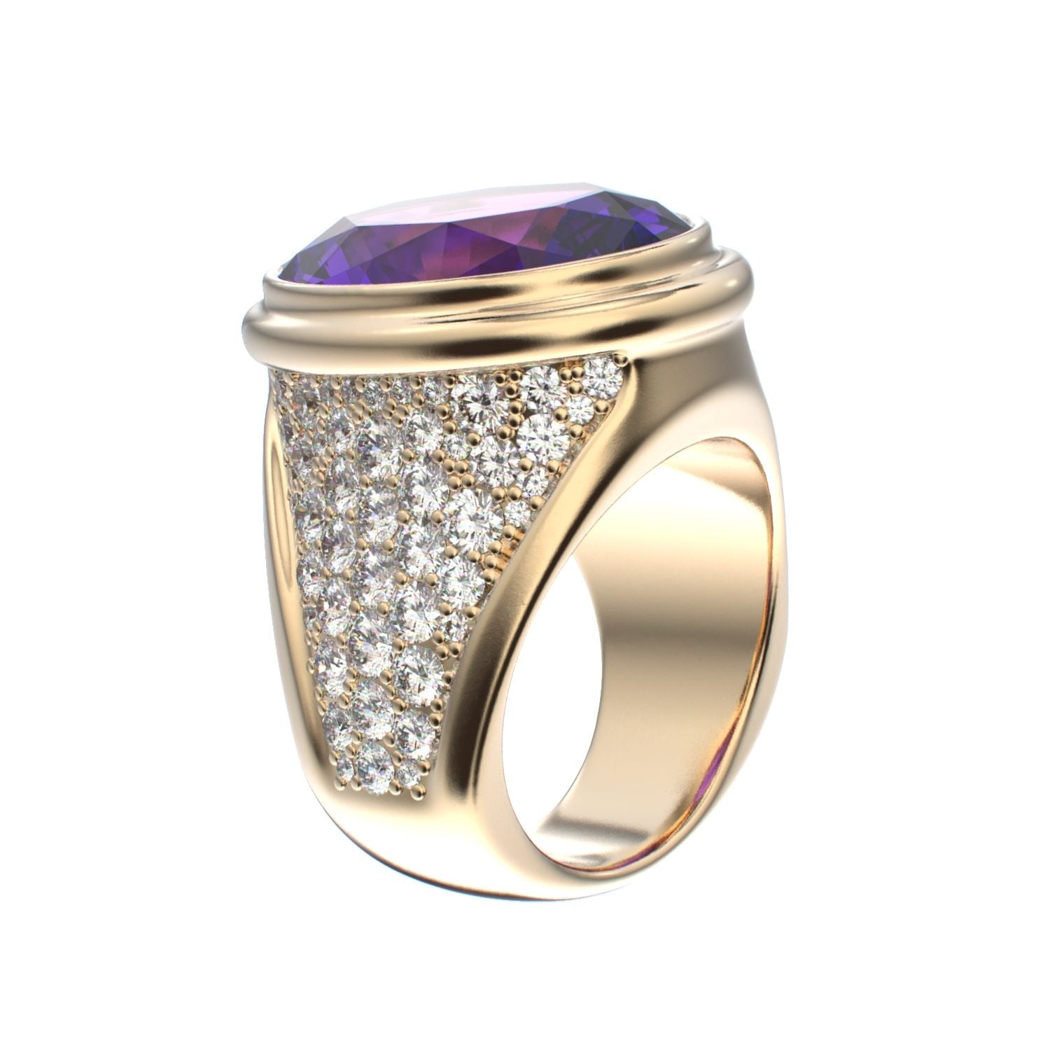 Signature Ring - Amethyst & Diamond - 9ct Gold - BeckonJewel