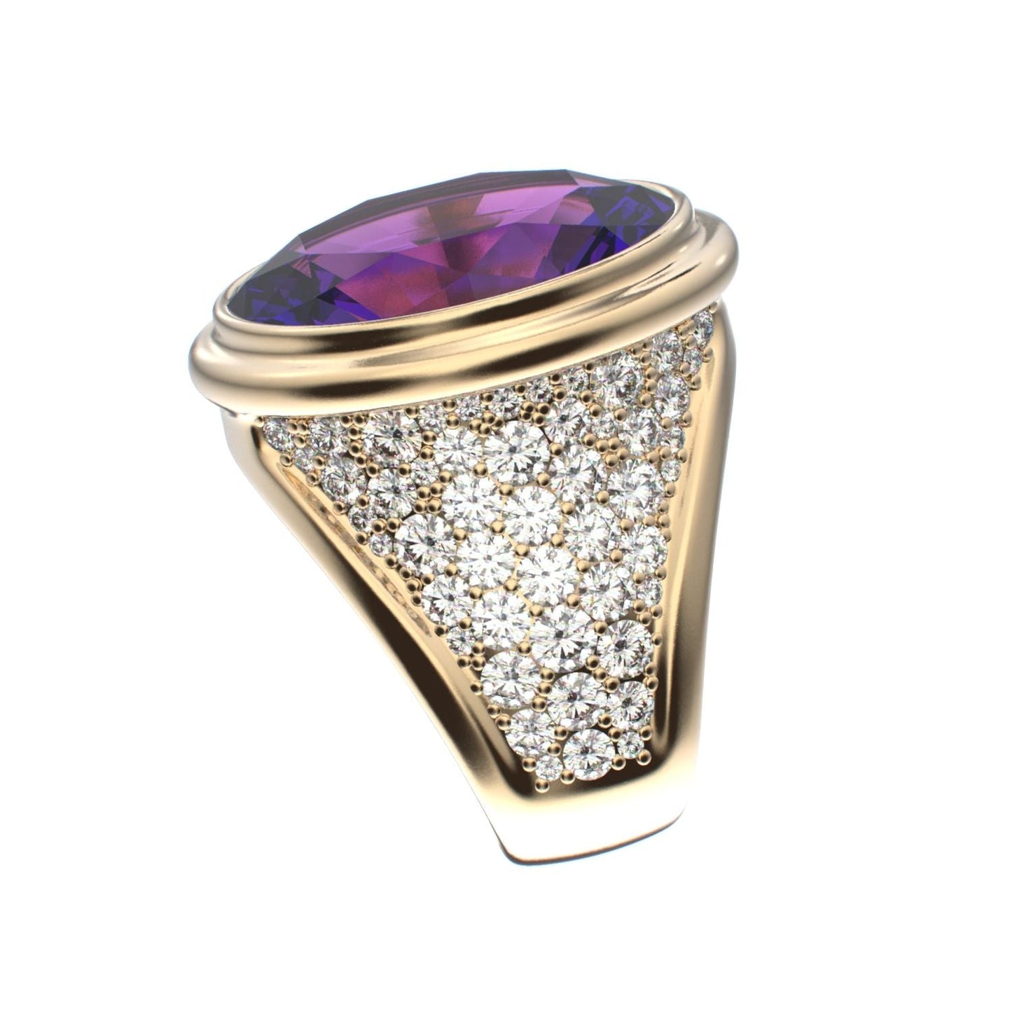 Signature Ring - Amethyst & Diamond - 9ct Gold - BeckonJewel